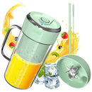 Portable Rechargeable Mini Juicer, a compact electric blender with a transparent cup and silver base.